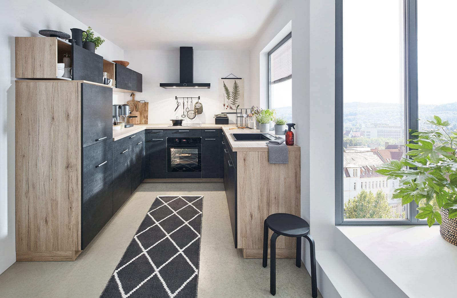 Nobilia Charcoal Wood U Shaped Compact Kitchen 2021 1 2 | Lead Wolf, Peterborough