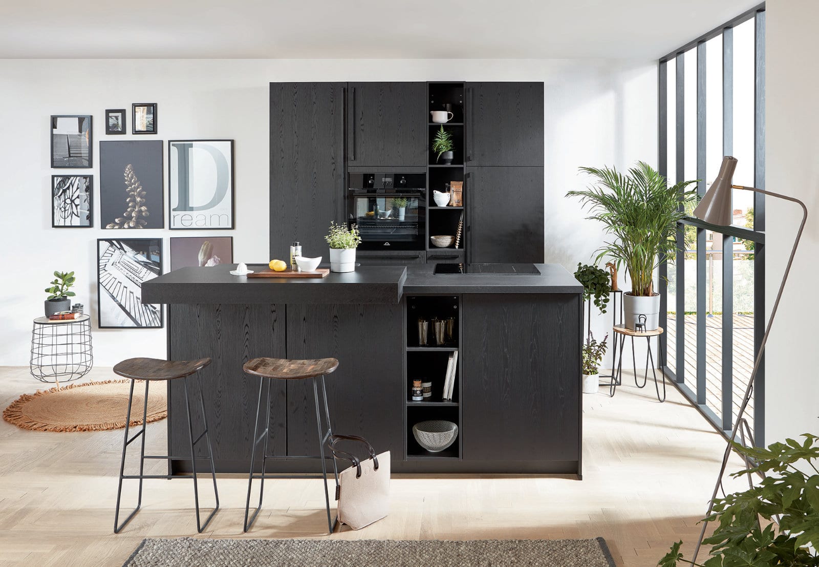 Nobilia Dark Compact Handleless Kitchen With Island 2021 1 | Lead Wolf, Peterborough