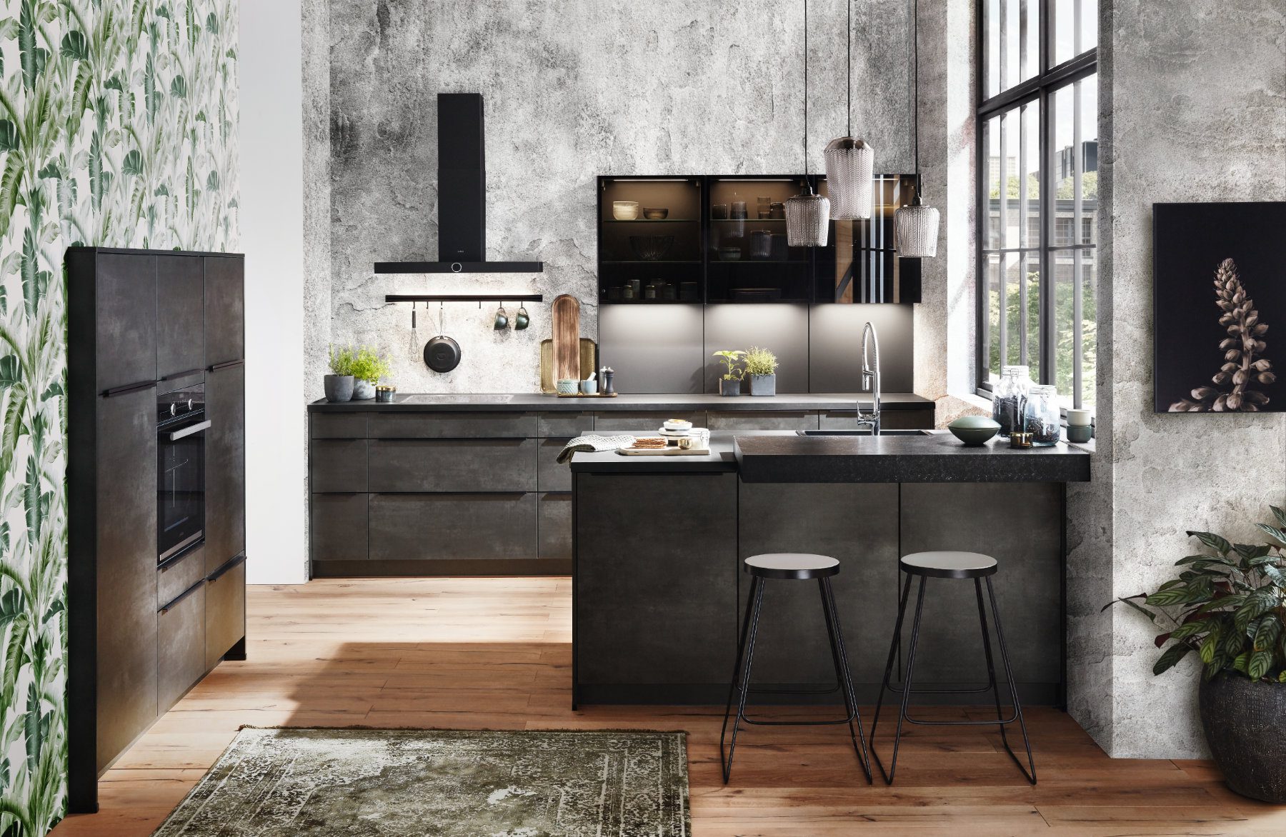 Nobilia Dark Concrete Kitchen | Lead Wolf, Peterborough