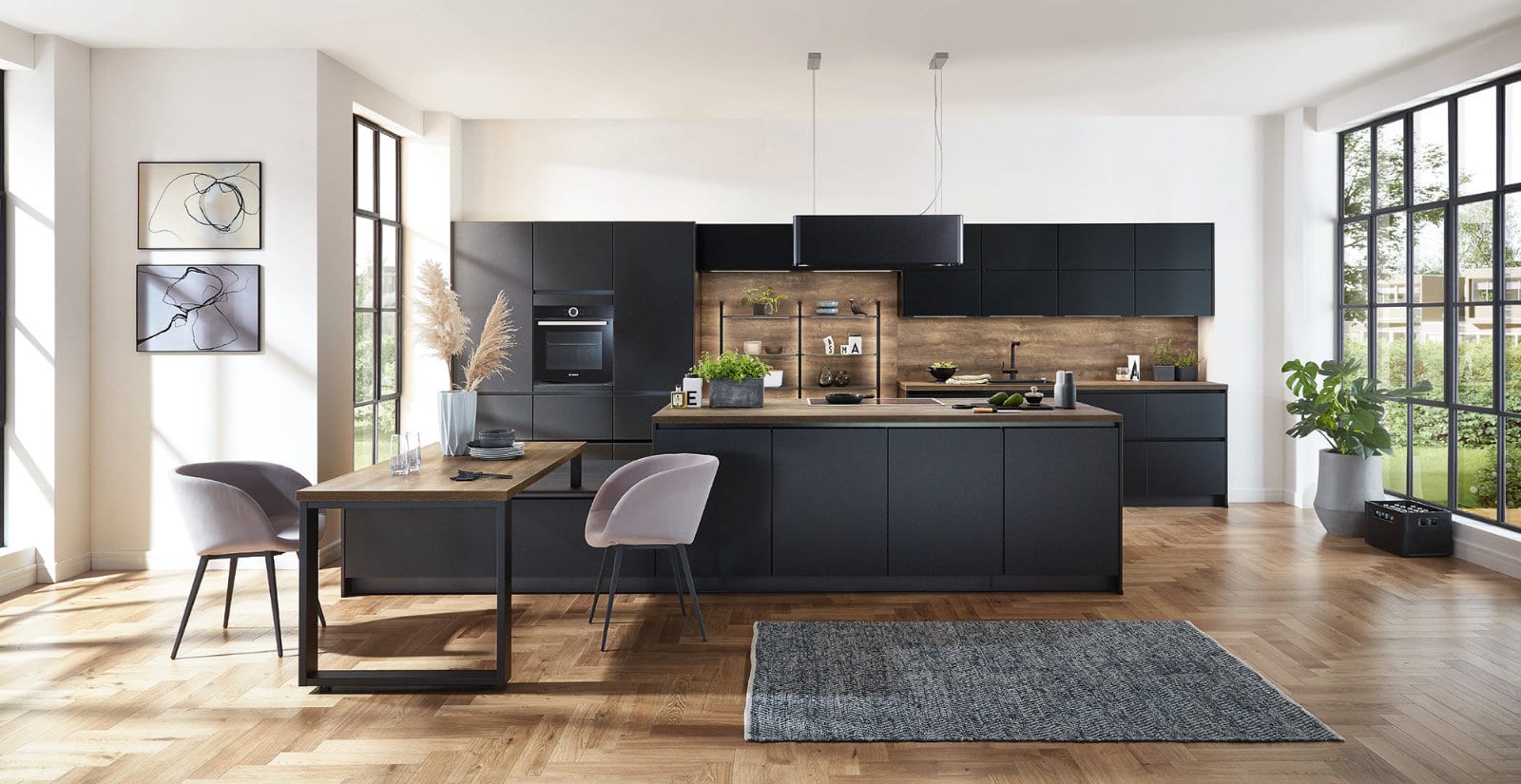 Nobilia Matt Black Wood Handleless Kitchen 2021 1 | Lead Wolf, Peterborough