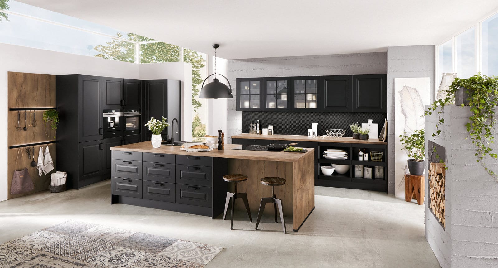 Nobilia Matt Black Wood Shaker Open Plan Kitchen With Island 2021 | Lead Wolf, Peterborough