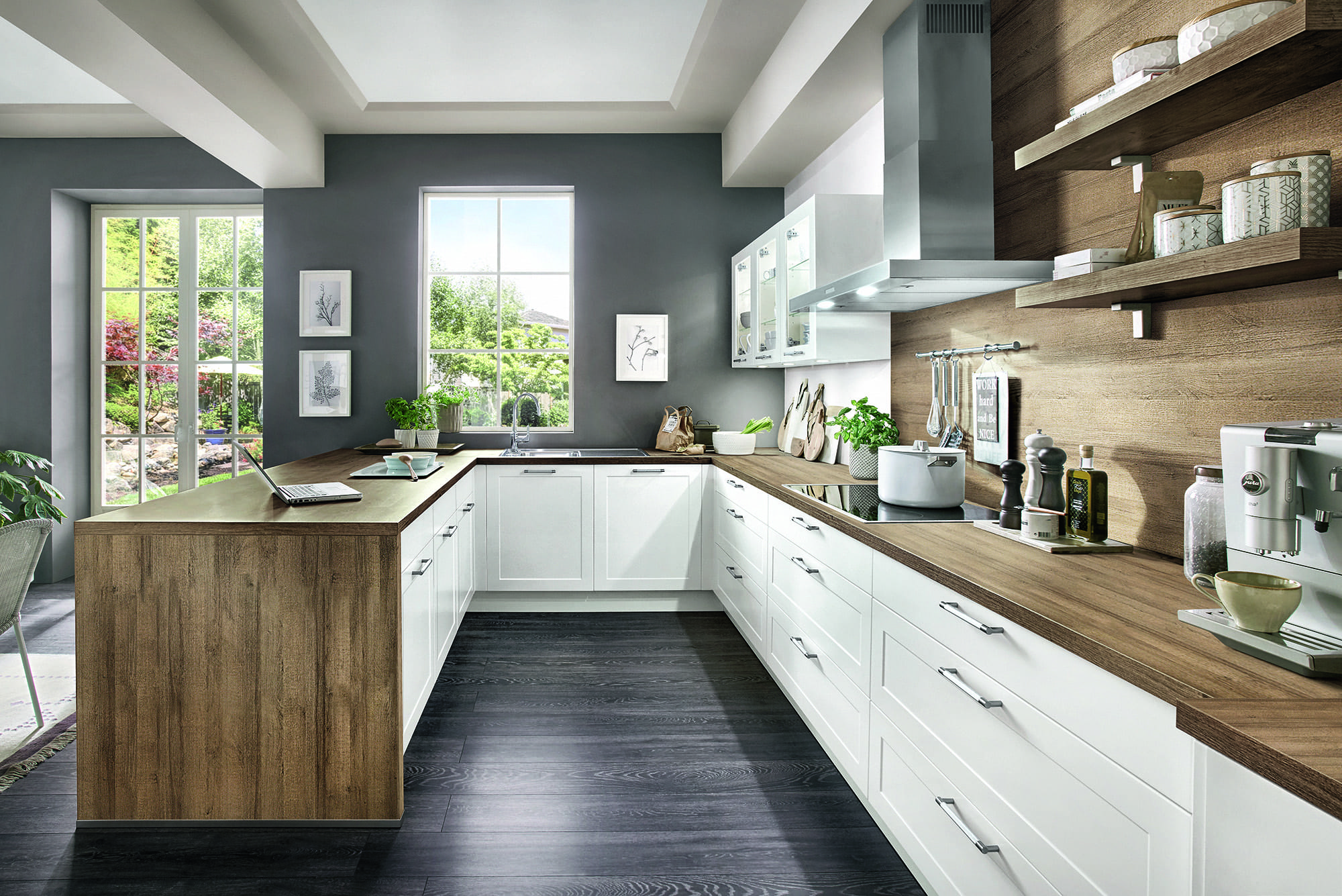 Nobilia Matt White Wood Shaker U Shaped Kitchen 2021 | Lead Wolf, Peterborough